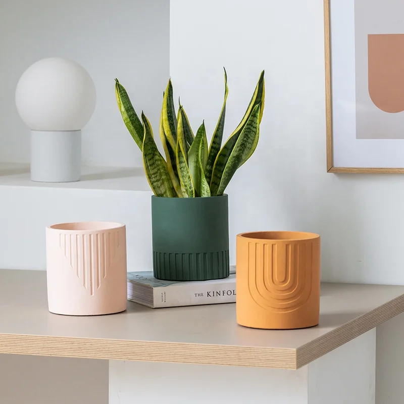 Nordic cement flowerpot small flowerpot desktop creative succulent cement potted plant