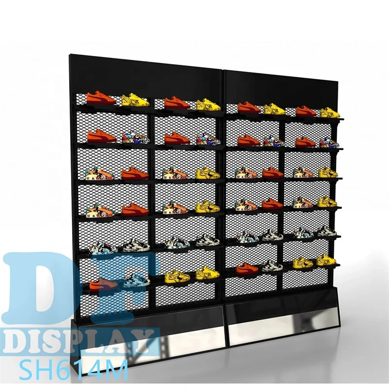 Commercial wholesale retail purse shoe display rack shoe wall display for shop metal adjustable display stand