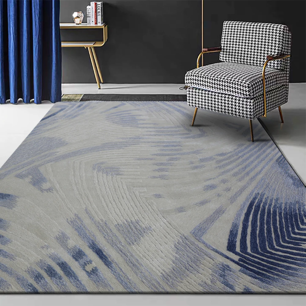 High end interior decoration handmade living room grey luxury soft wool and silk carpet for villa