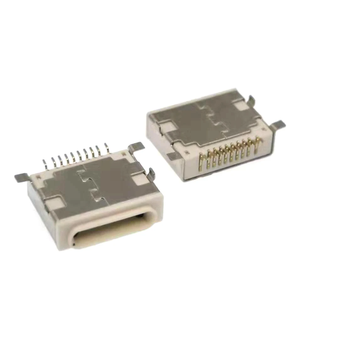 iPhone Usb Female Socket SMT 10 Pin Single Row Back Flip-Lock Type White Color Positive Type C USB Connector