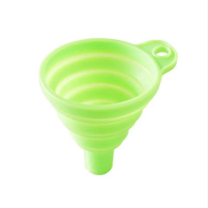 New retractable long neck kitchen funnel folding candy colored funnel Household liquid dispensing oil lattice-resistant