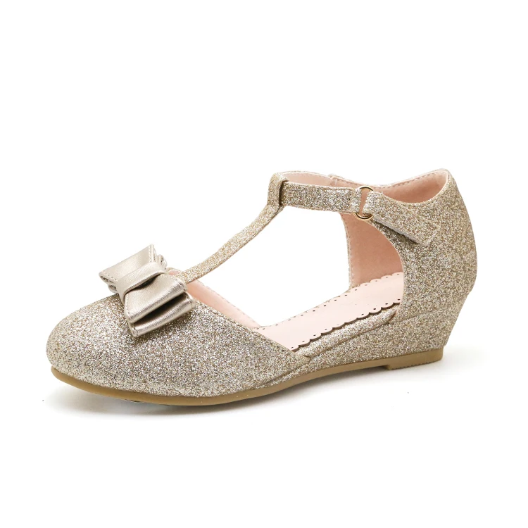 
Kids Beautiful Princess Little Girls Wedges Glitter Shoes For Party 