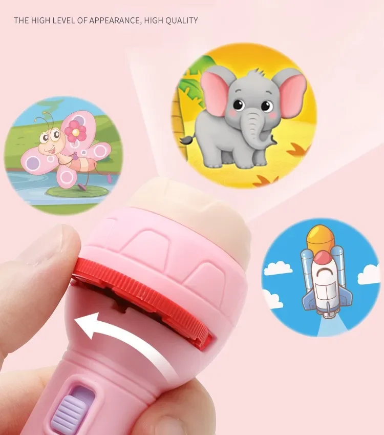 Baby Sleeping Story Book Light Up Pattern Toys Cartoon Animals Flashlight Projector Torch Lamp Toy