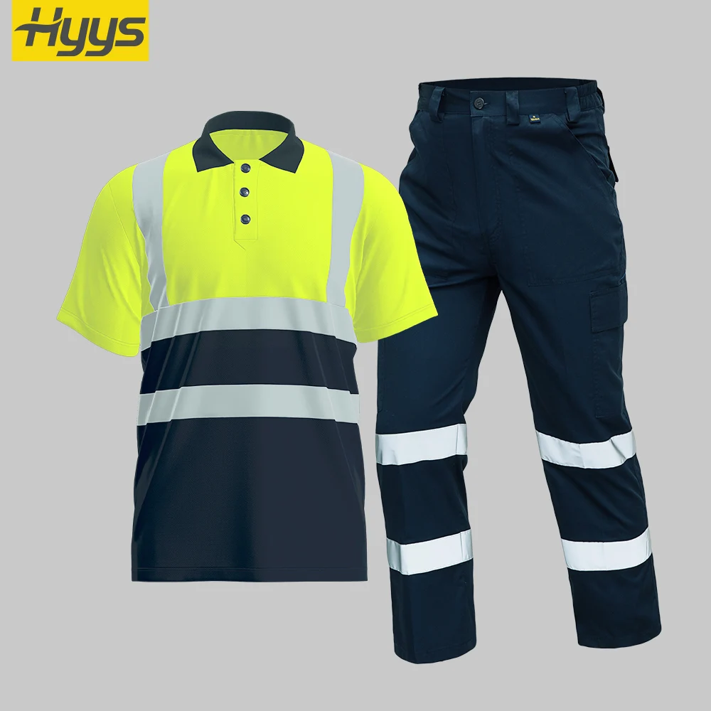 Summer Short Sleeve Quick Dry Polo Shirts Reflective Strips Safety Work T Shirt Construction Work Pants