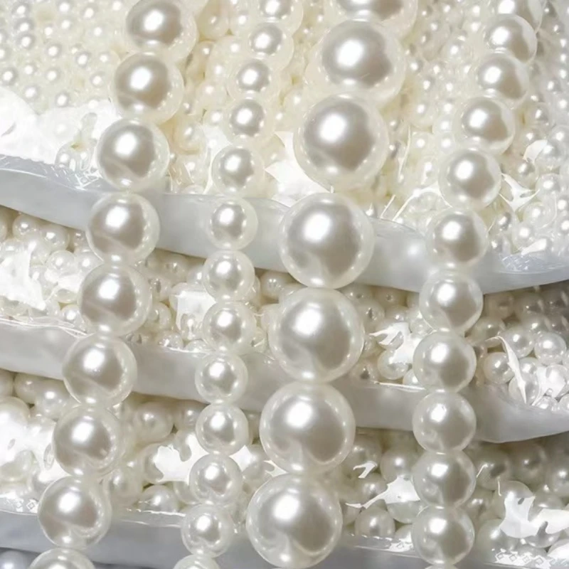 Wholesale 500g Highlight round ABS straight hole pearl beads 22MM 25MM 30MM plastic beads for jewelry making beads plastic