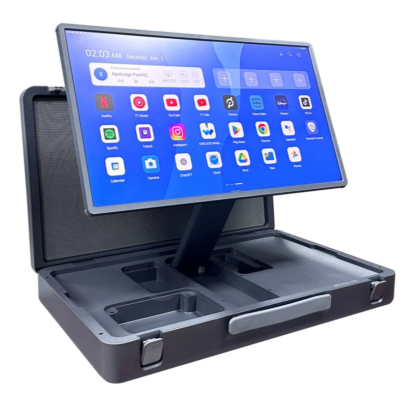 27 Inch Touch Screen Follow Me Go Smart Screen Packed All In One Briefcase Portable Battery Powered Smart Display