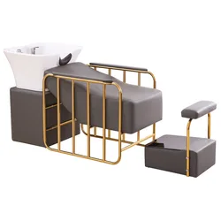 Grey Hair Washing Chair Semi-Recumbent Shampoo Bed Salon Styling Chairs Equipment Furniture