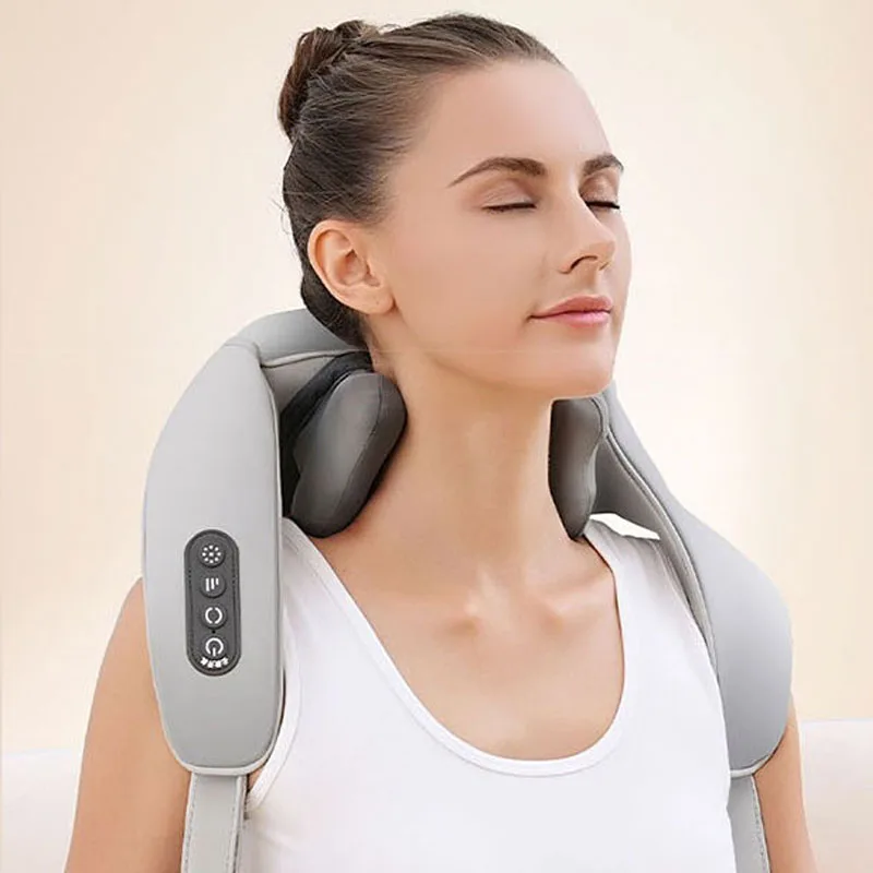 Luxury Smart Electric Intelligent Neck Back Heat Roller Shoulder 3d Kneading Shiatsu Handheld Neck Back Massager Machine