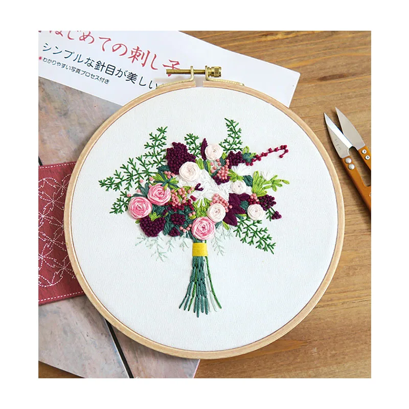 Xiurun 2021 Hot Sale  New Arrival DIY Roman Heart Flowers  Embroidery Handicrafts Beginner Embroidery Material Kit Stitch Kit