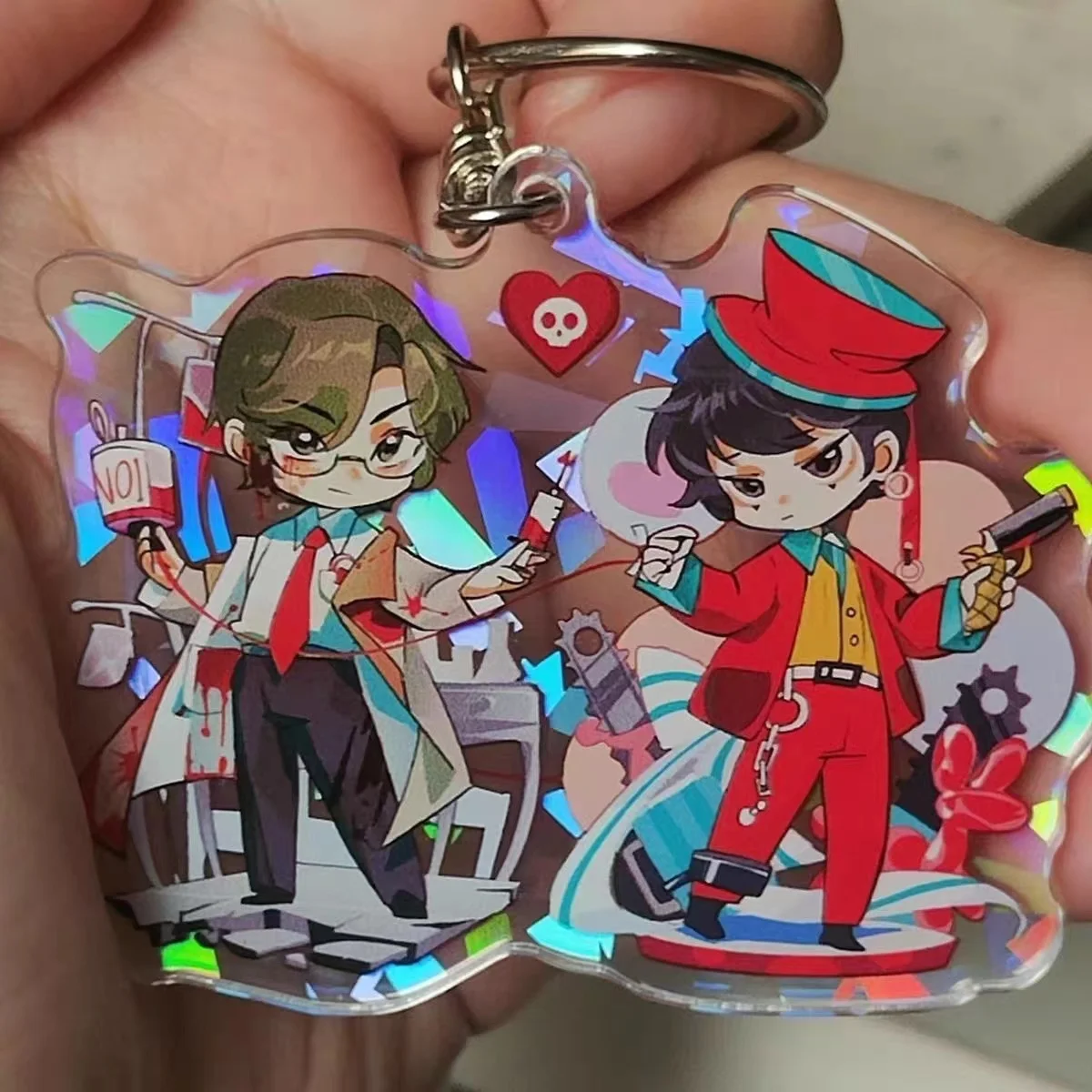 Custom Laser Cut Photo Printed Plastic Acrylic Charm Double Sided Blank Clear Hologram Design Keychain