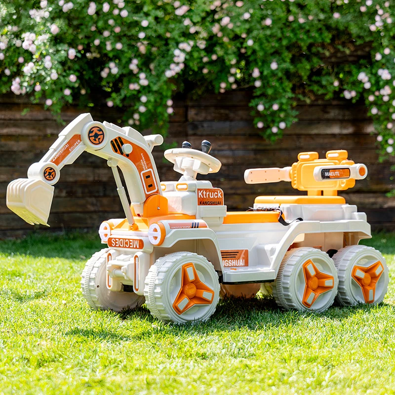 2024 Newest Full Electric Digging Arm Kids Electric Digger Backhoe Kids Electric Mini Excavator Car For Kids