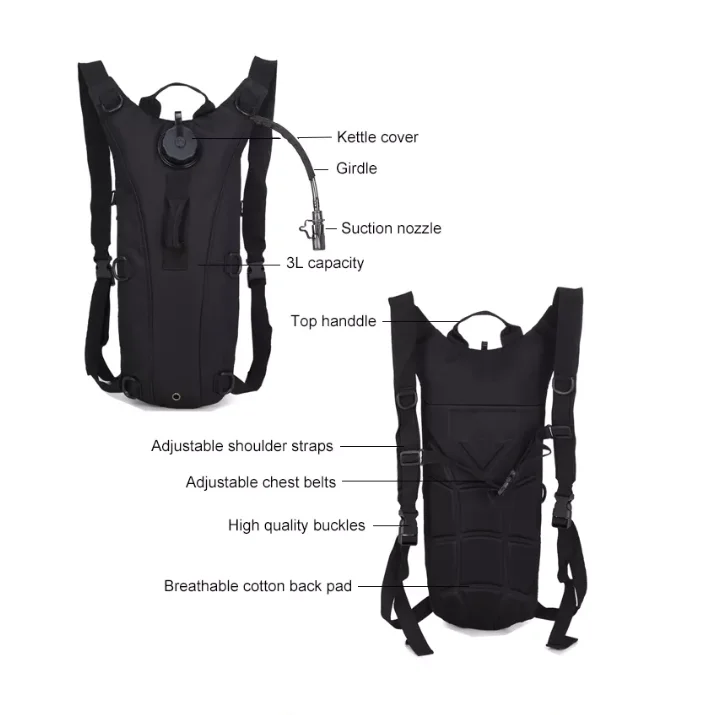 Custom Outdoor Camping Hiking Use 3L Capacity Waterproof Hydration Pack Backpack with water storage bladder