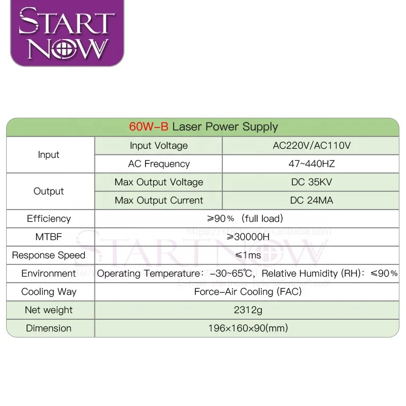 Startnow 60W-B лазерный источник питания с сетевой порт 70 Вт Генератор MYJG-60 для квадрокоптера дистанционным управлением 60 CO2 лазерной трубки лазерная гравировка части отрезного