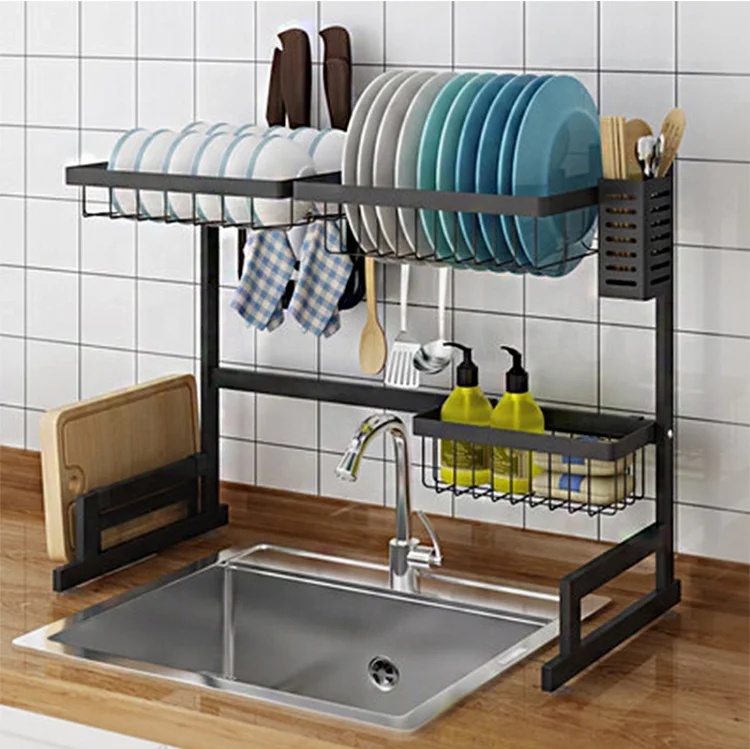 2020 New Arrival Home Kitchen Stainle Steel 201 Chrome Plate 2 Tier Storage Holder Rack
