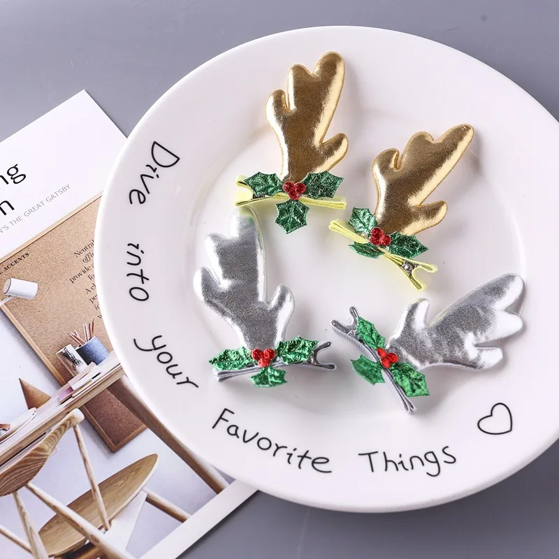 Children Christmas Deer Hair Clips Soft Baby Christmas Hair Clips