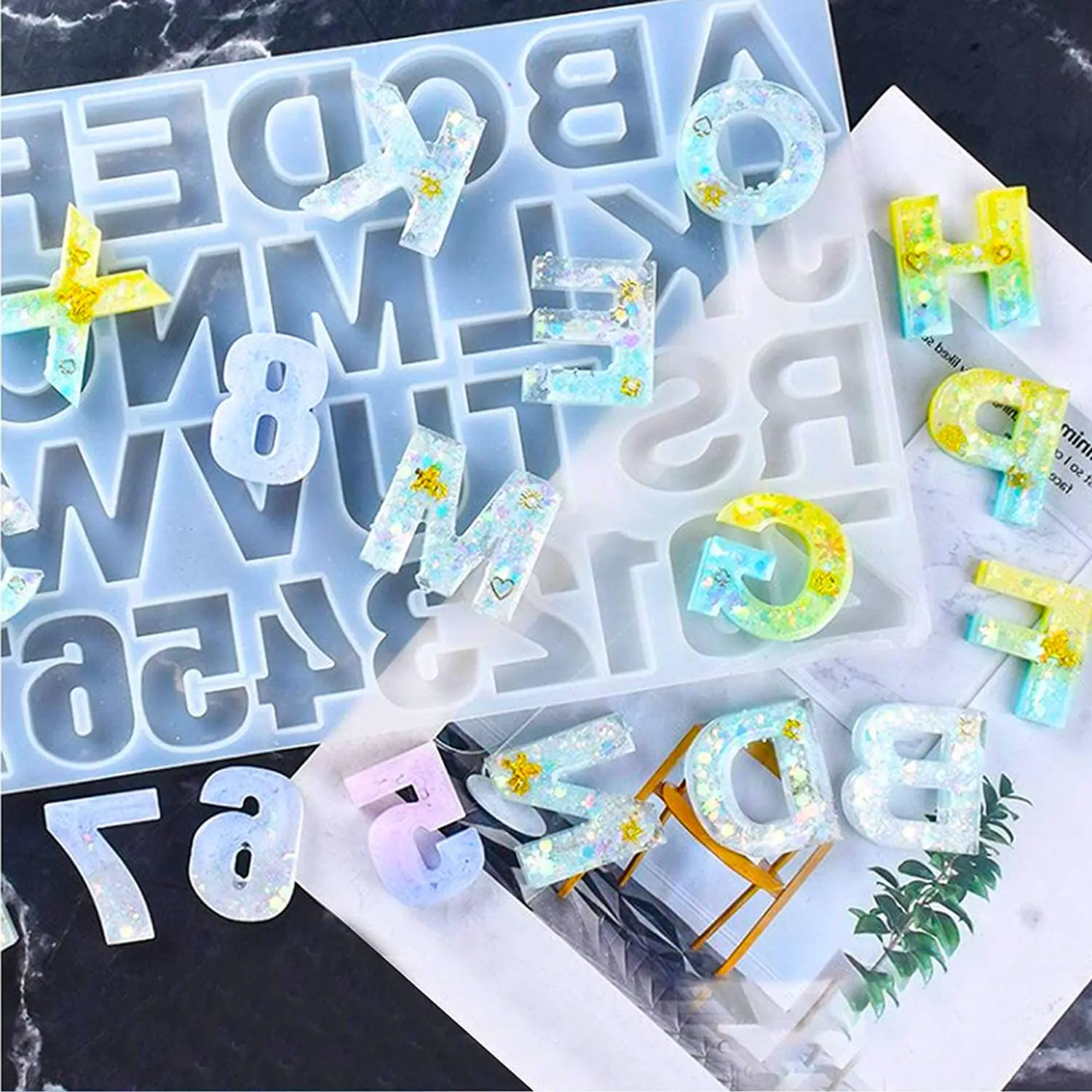 DIY reverse Resin Epoxy Making Keychain letter mould silicone backwards alphabet mold for Personalized Keychain Jewelry Pendant