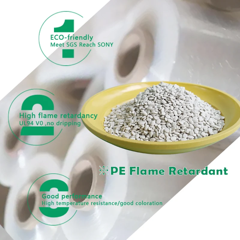 V0 PE flame retardant masterbatch for polyethylene pipe extrusion/christmas tree/artificial flower/plastic grass