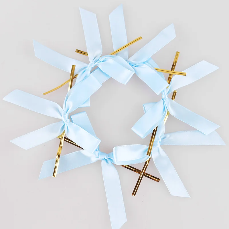 
1.5CM width grosgrain ribbon made with 2 wire twist tie ribbon bow 