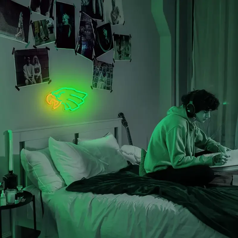 Manufacturer Fast delivery Dropshipping  Eagle Neon Sign Green White Neon Light logo neon sign