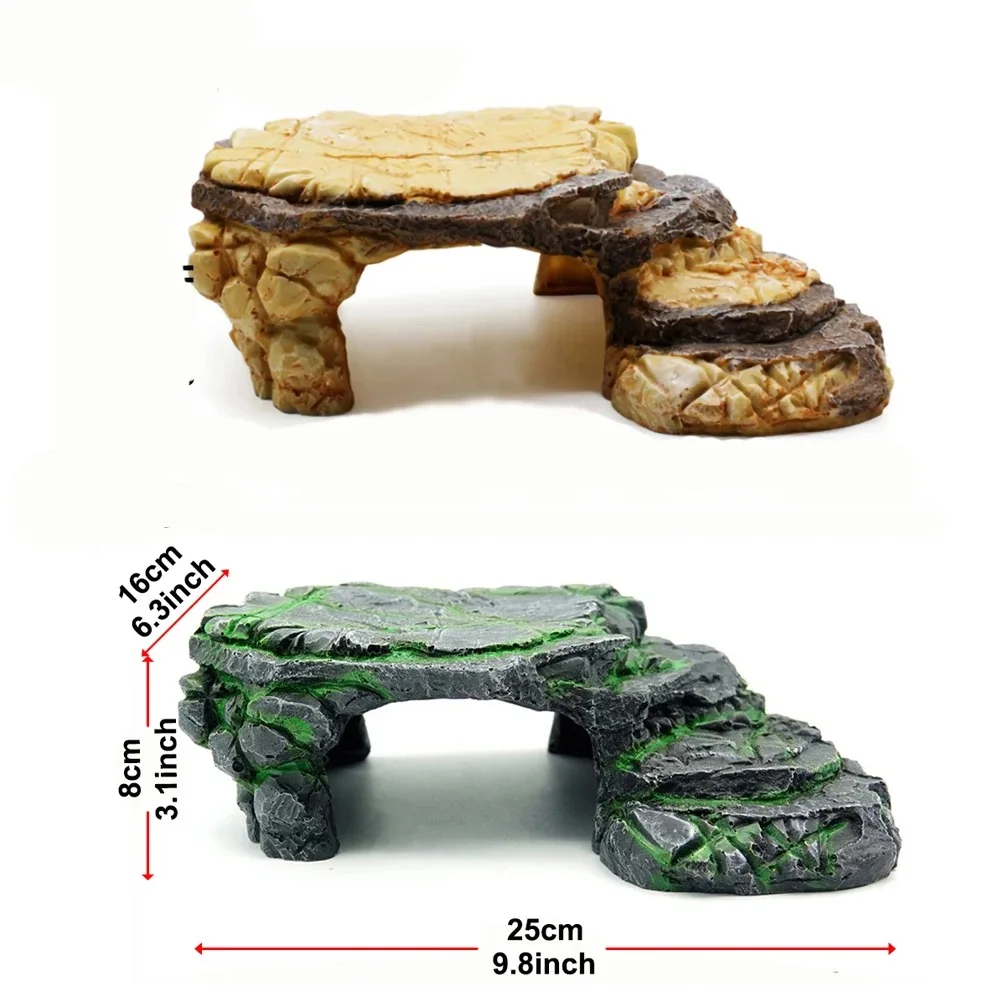 Turtle Basking Platform Tortoise Climbing Ramp Shale Reptiles Dock Resting Terrace Turtle Sunning Platform Resin