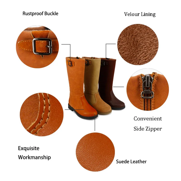Choozii Leather Ladies Winter Boots Side Zip Wholesale Newest Design Children Girls Long Boots Cowgirls Thigh High Boots