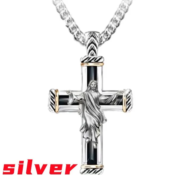 Wish new European and American fashion Jesus Cross Pendant Necklace retro Jesus pendant manufacturer wholesale
