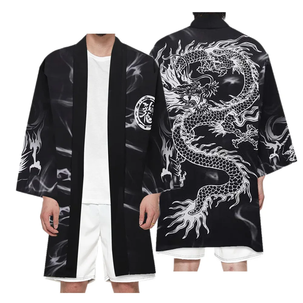 Japanese Ukiyo-e Sea Carp 3d Digital Printing Kimono Haori Cosplay Long Cape