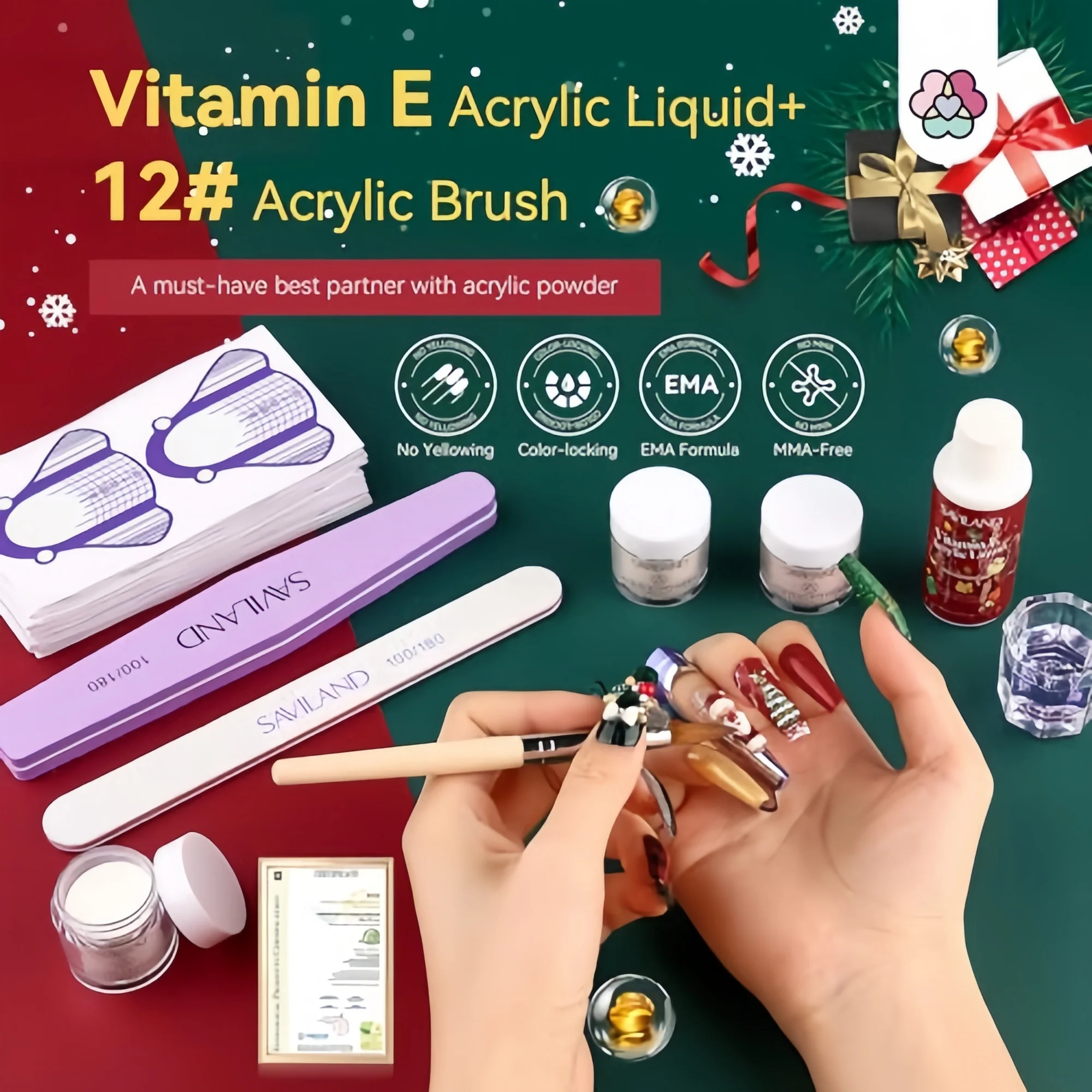 Best Sellers Complete Acrylic Nail Kit New Year Christmas Theme All-in-one Solution for Both Novices and Professionals