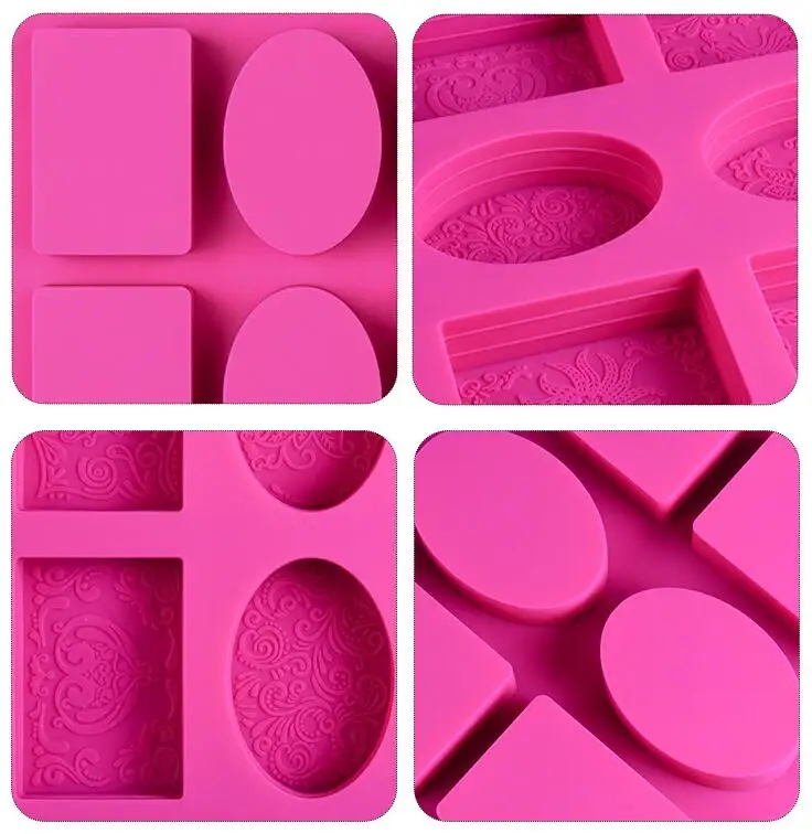 Silicone Soap Molds Cavities Lace Soap Molds Relief Patterns Rectangle and Oval Silicone Molds for Homemade Craft Soaps
