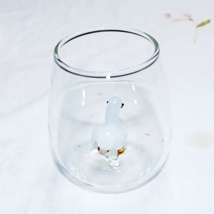 Murano art glass animal figurines High Borosilicate glass Clear beer winebowl Mug Cup Drinking Fruit glass cup without handle