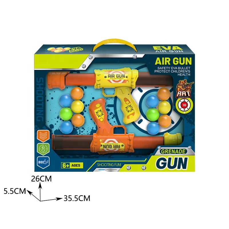 Newest toy gun air power plastic shooting game toy gun hot sale for boy air power gun with 12pcs*eva bullet balls