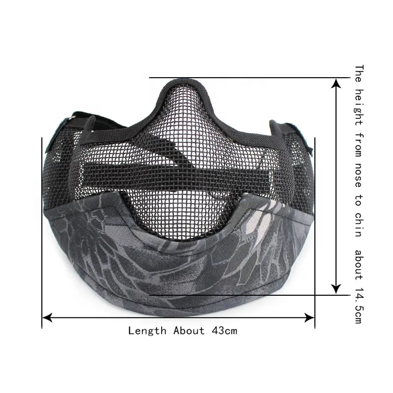 Action Union V2 Metal Steel Net Mesh Tactical Half Face Protective Mask with Ear Protection for CS Outdoor Wargame