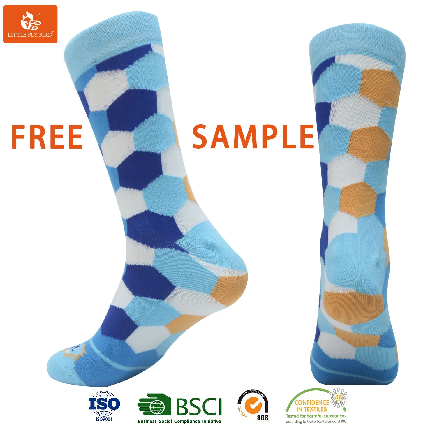 Custom made professional design add your logo combed cotton happy crew men socks with custom tag socks for men