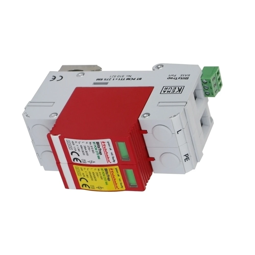 Защита от перенапряжения переменного тока 320 В 275 255 20kA 40kA 65kA T2 SPD 1 P + NPE фазы 230 TT разрядник