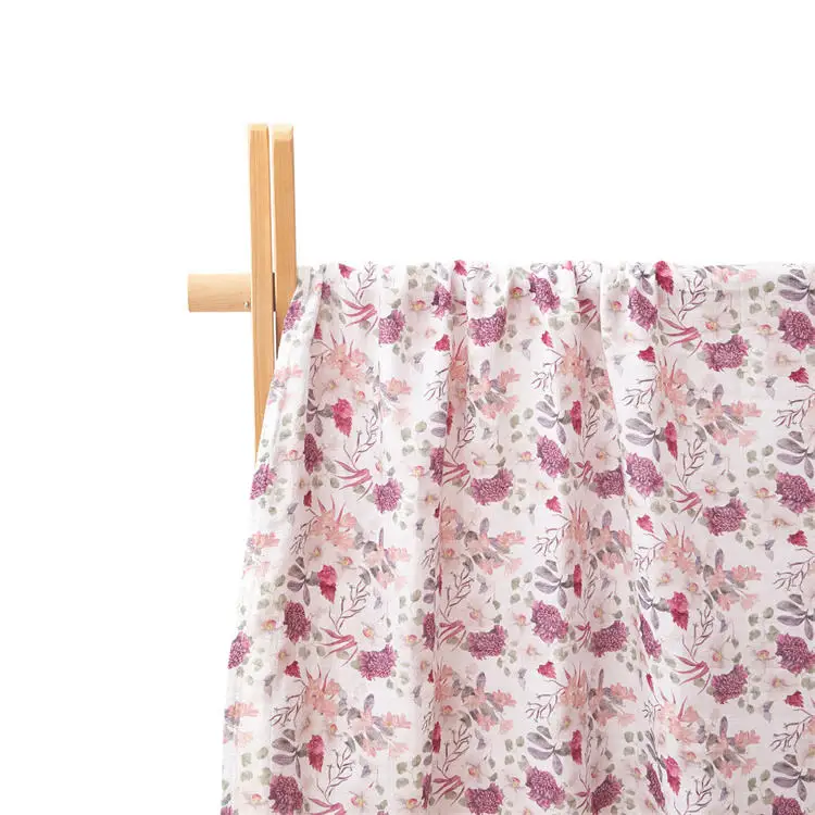 Wholesale flora printing 100% organic bamboo receiving baby muslin swaddle blankets for sleeping