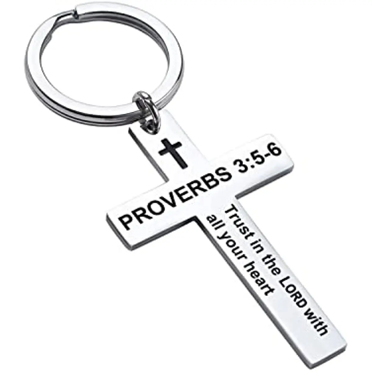 Wholesale Custom Gift Keychain Religious Jesus Christian Cross Bible Verse Stainless Steel Metal Keychain