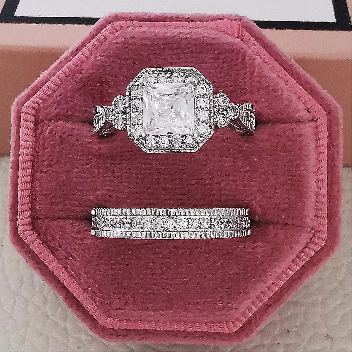 Moissanite Silver Ring Finger 2 Carat Adjustable Design Cubic Zirconia Engagement Mens Black Blood Sugar Control Ring Diabetes