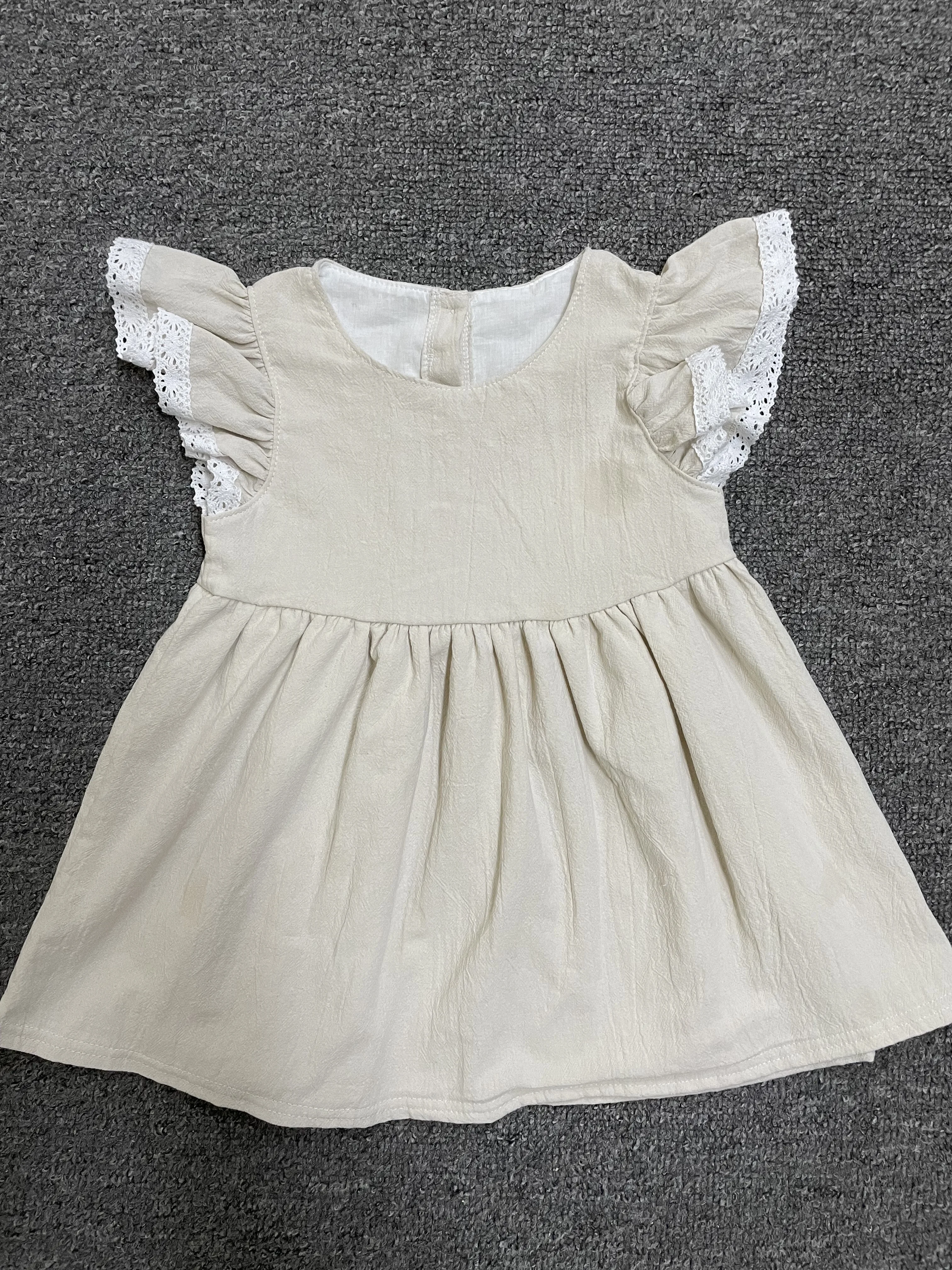 2018 Wholesale children dresses long sleeve kids linen dresses baby girls dresses