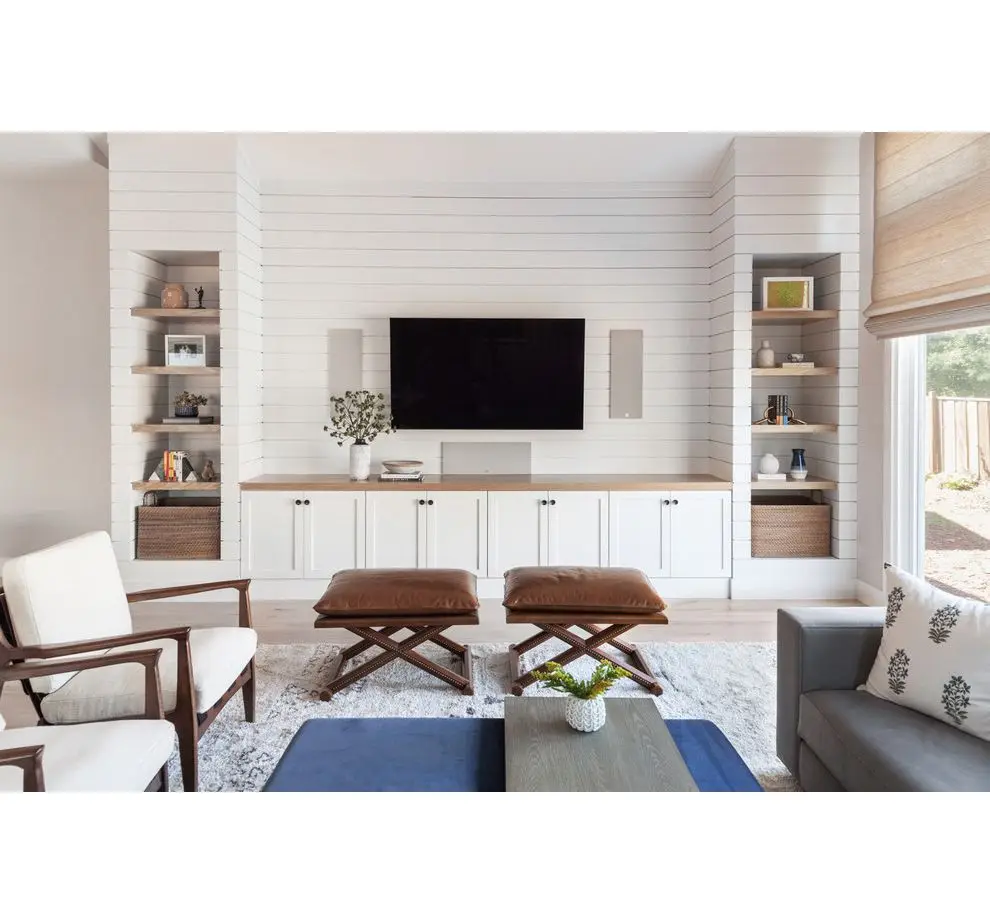 Ready Assembled Luxury Modern Living Room White Wooden Stand TV Cabinets