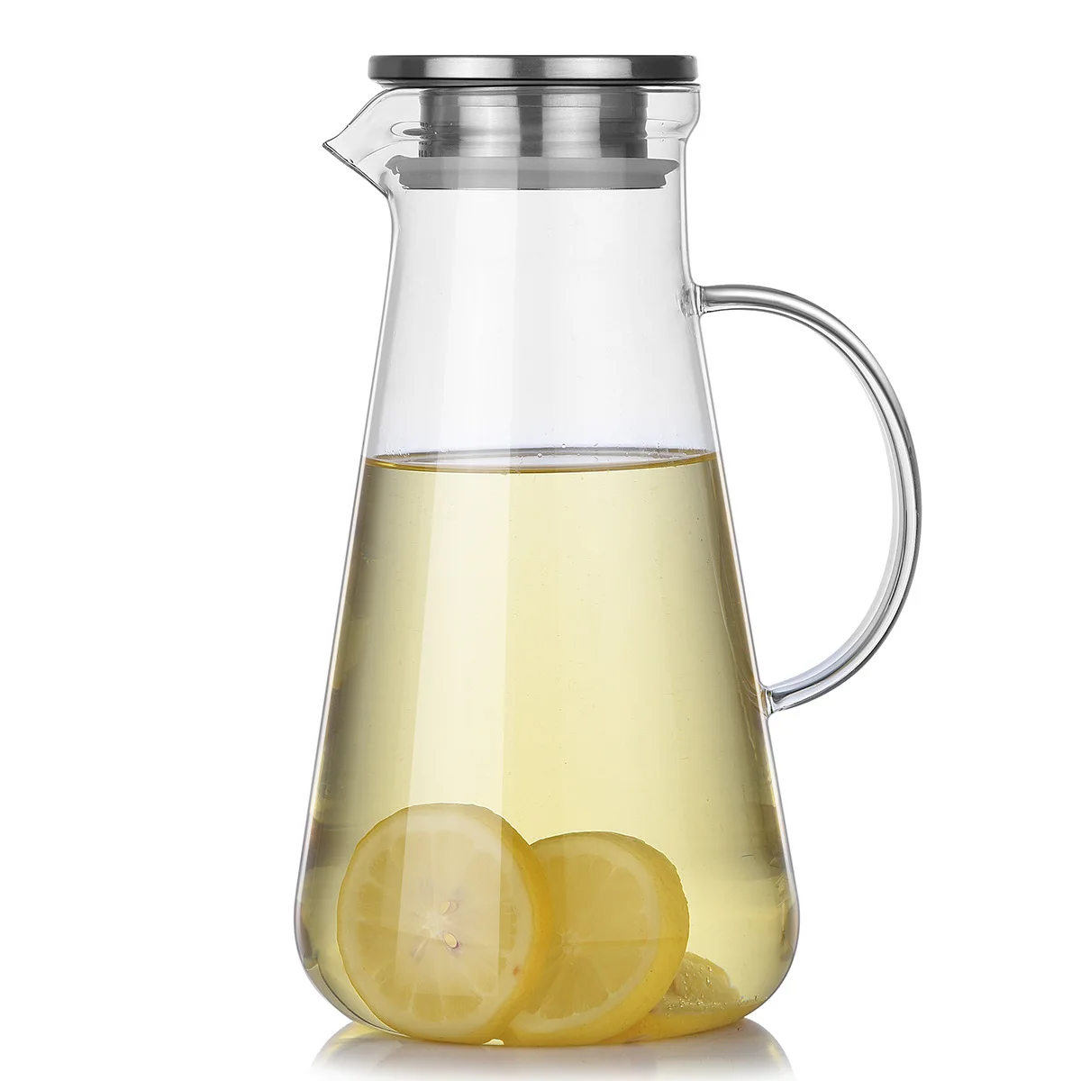 Heat resistant borosilicate glass water pitcher carafe jug for homemade juice with handle and lid