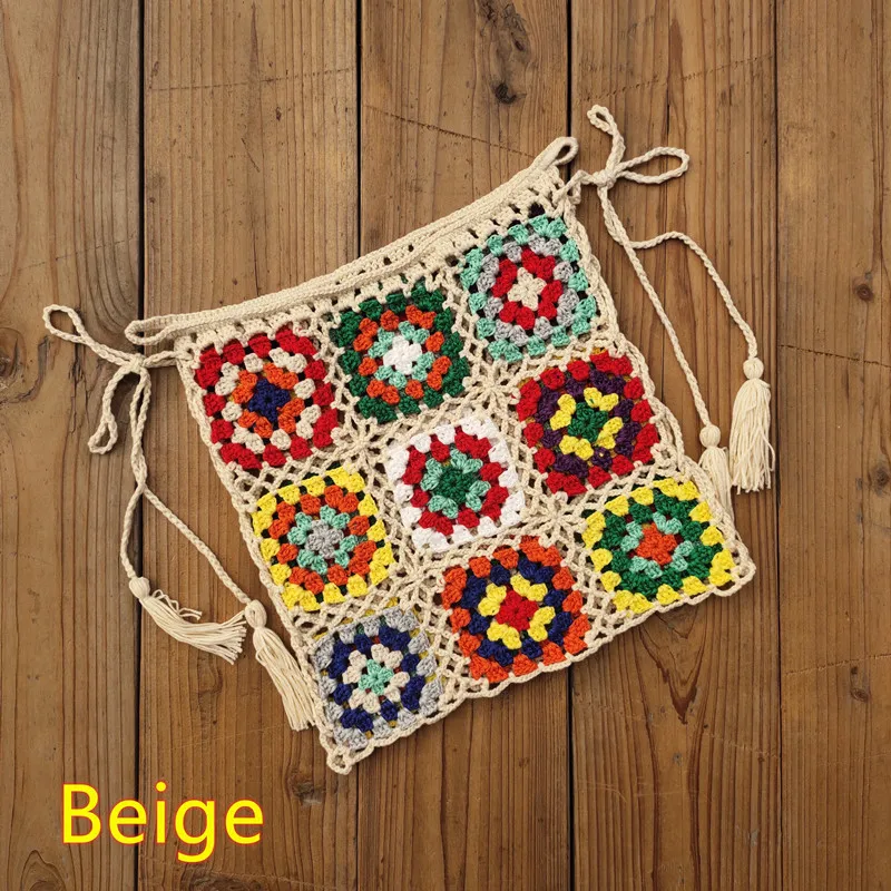 2024 New Colorful Handmade Beach Clothes Bikini Cover Up Hand Crochet Bikini Swim Mini Skirt Luxury Embroidered Bikini Cover Up