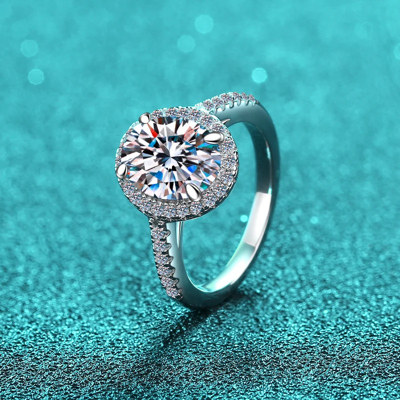 Fine Jewelry Flour Claws Round Diamond 18k White Gold S925 sterling silver 6A Cz Cubic Zirconia ring of Engagement