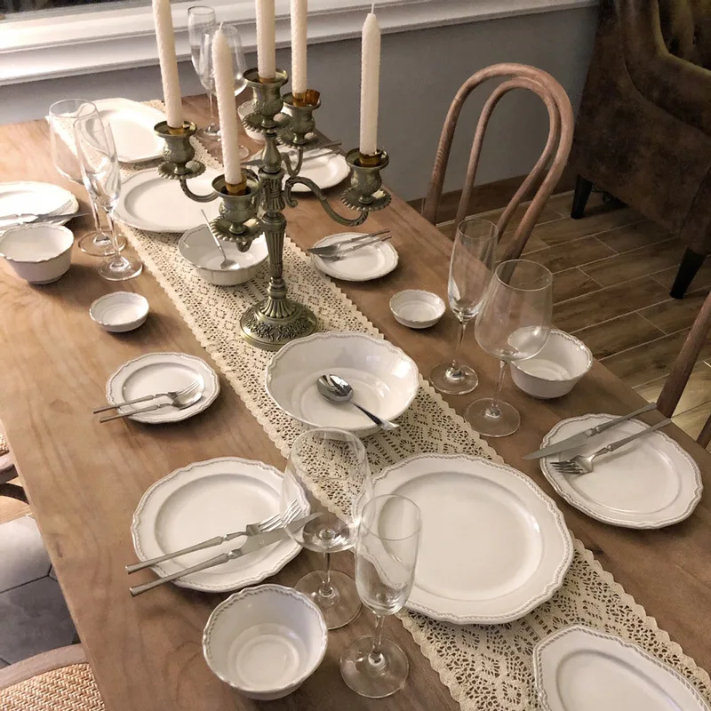 JiuWANG chaozhou  Charger Plate Elegant Porcelain Dinner Set Nordic Royal Lxuruy Ceramic Dinner Set