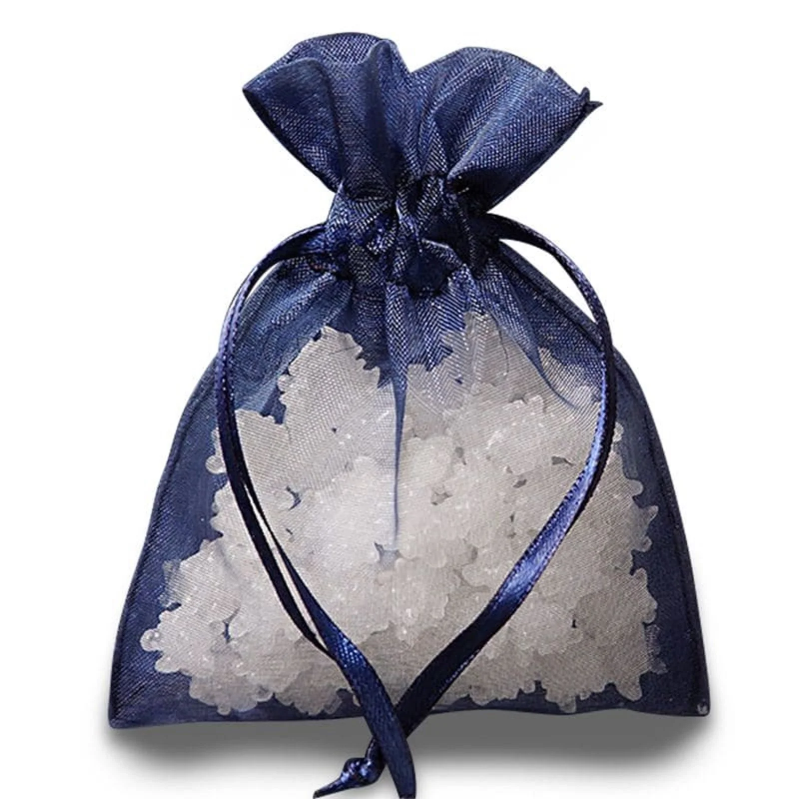 No MOQ Luxurious Navy Blue Organza Jewelry Pouch with 10 Sizes in Stock