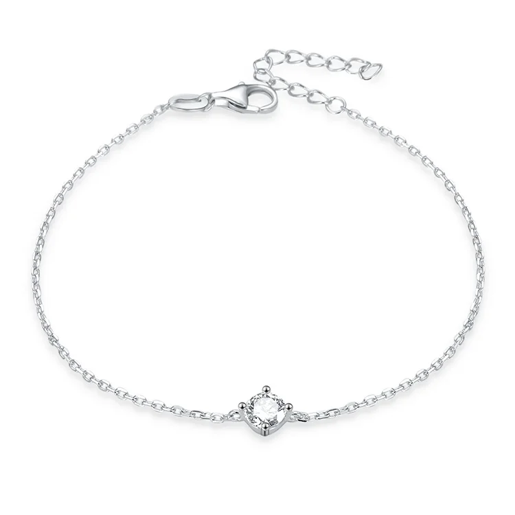 POLIVA Gold Plated 925 Sterling Silver Cubic Zirconia Solitaire Diamond Bracelet Jewelry Women Silver Bracelets