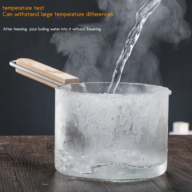 High borosilicate pyrex clear  cooking soup pot glass stock pot with handle