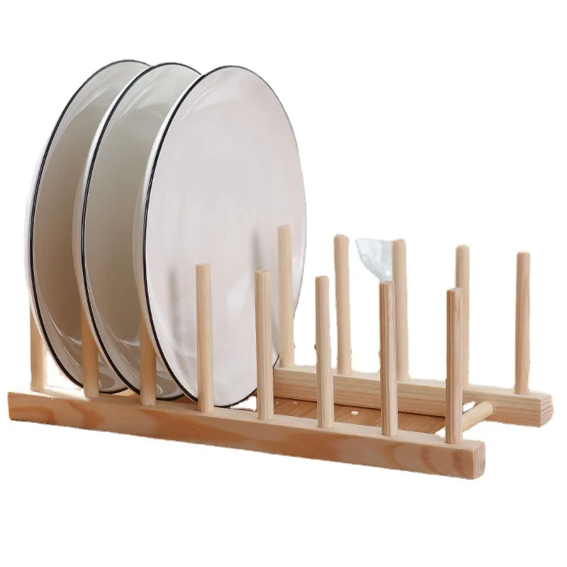 WH232 Multifunction Wooden Stand Rack Kitchen Dish Lid Drain Holder Organizer Drying Cups Shelf Table Display