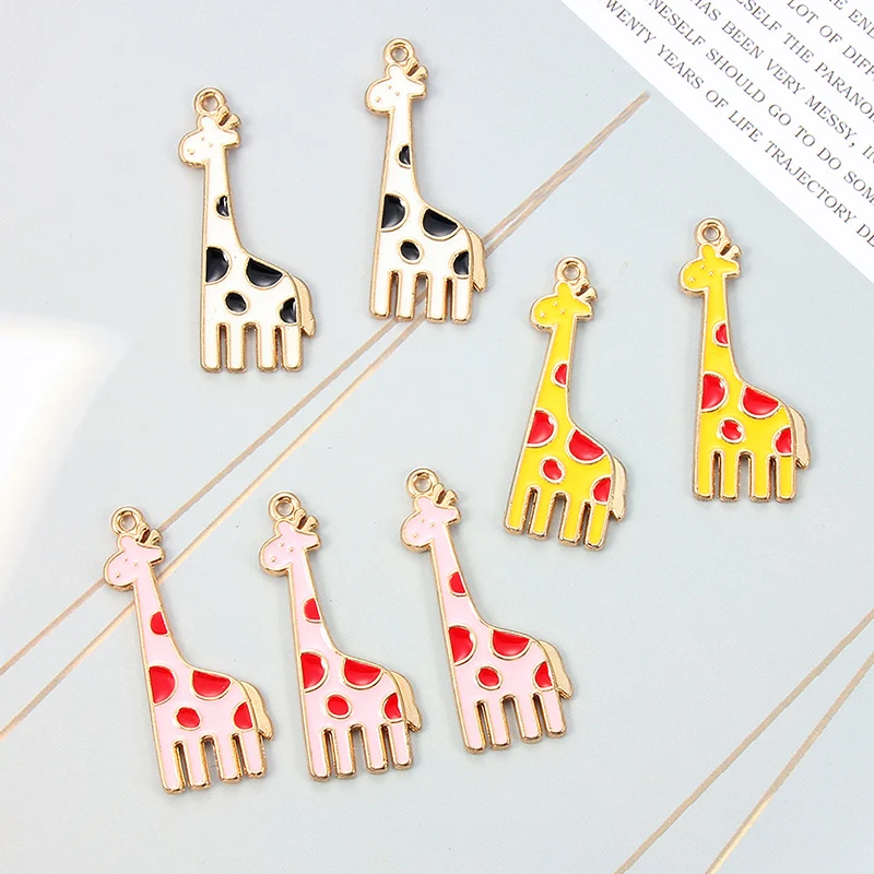 New Giraffe Alpaca Enamel Charms With Pearl Alloy Oil drop fit Necklace bracelet DIY Fashion Jewelry Accessory