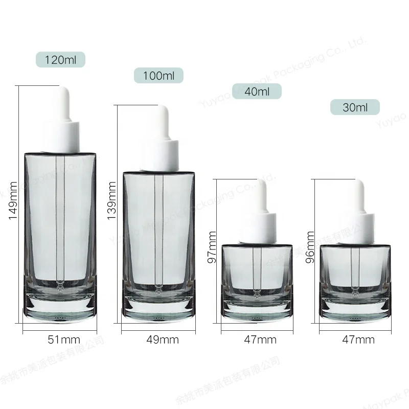 Cosmetics packaging containers small 30ml 40ml 100ml 120ml clear green tube 1oz dropper glass bottles for liquid/oil packaging