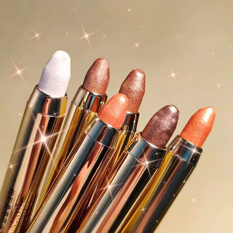 Lazy Double Head High Light Eye Shadow Pen Pearl Light Flash Face And Brightening Eye Shadow Stick Bling Brush Awake Beauty